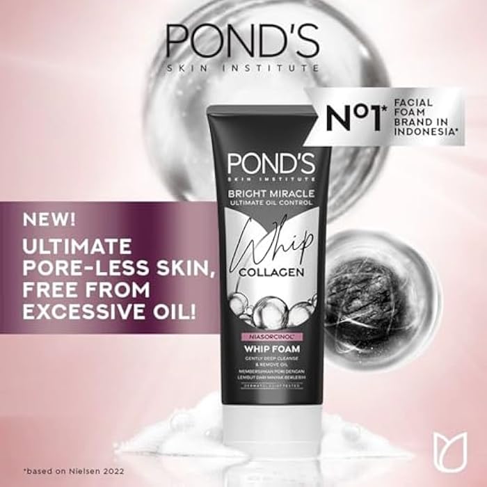 Pond'S Serum Whip Facial Foam, For Clean, Nourished And Bright Skin, Pure Bright, Infused With Collagen Serum, Vitamin B3 & Activated Charcoal,100G - Image 3